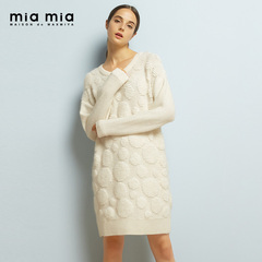 miamia2016冬新品高端抗起球羊毛针织连衣裙女式长款毛衣852768F