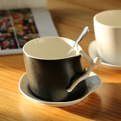原创马克杯 创意个性陶瓷杯 水杯 杯子 咖啡杯配带碟子勺子 定制