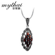 Very Thai 925 Silver Garnet pendants Thai silver ladies stylish silver necklace