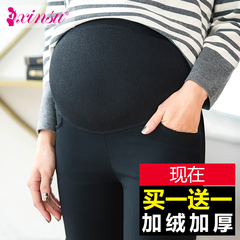 孕妇打底裤加绒加厚棉裤秋冬孕妇裤冬季外穿小脚冬装托腹裤子长裤