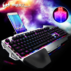 蝙蝠骑士BK768 有线悬浮机械手感键盘金属防水七彩背光游戏键盘
