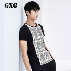 GXG男装 男士短袖T恤 时尚黑白线条短袖T恤#53144074