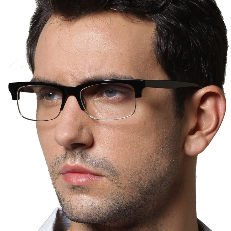 柳川复古大框板材近视眼镜男半框大脸眼镜框架男配成品近视眼镜