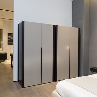 现代简约香槟色烤漆衣柜锐驰家具定制铁艺喷朔衣帽间衣橱储物柜子