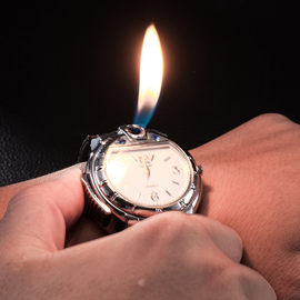 美高/金属明火充气真实手表打火机创意个性多功能气体打火机包邮