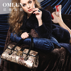 OMLUN高端品牌真皮女包 2016新款女士包包欧美牛皮单肩包手提包