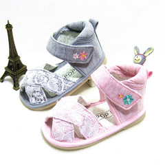 日本外贸夏季新款蕾丝鱼嘴宝宝学步凉鞋子女童凉鞋防滑儿童鞋