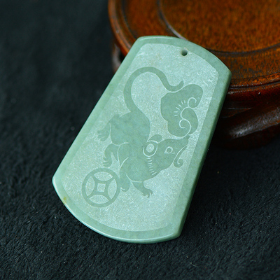 天然翡翠a货生肖鼠牌挂件29.05g【新东方典当】