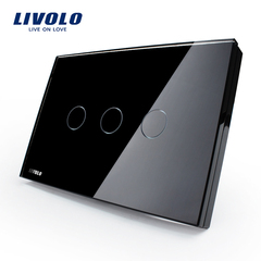 Livolo开关118触摸开关智能家居产品/长方形C8黑色触摸单控三开