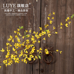黄色假花仿真花卉小朵迎春花 客厅落地长枯枝树 花瓶整体花艺花杆