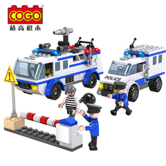城市警察拼插积木兼容积高组装儿童玩具军事拼装玩具早教益智男