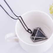 Email Korea long necklace sweater chain Black diamonds jewelry fashion women''''''''s accessories Korean cute