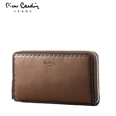 皮尔卡丹男士手拿包欧美时尚长款钱夹钱包大容量真皮手机包手包潮