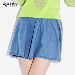 Seven space space OTHERMIX2015 new worn wash denim skirt elastic spring and summer a-line skirt