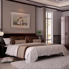 双叶家具全实木双人床水曲柳新中式床卧室家具婚床1.5米1.8米包邮