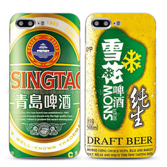 苹果iPhone7plus手机壳保护套金威青岛雪花啤酒饮料个性伪装搞怪