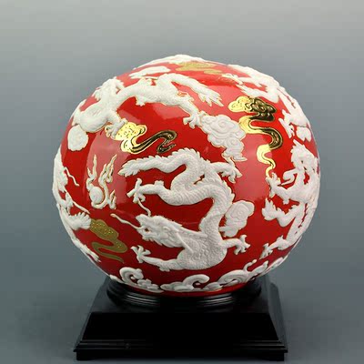青年瓷雕艺人 庄晓扬 60.九龙献瑞 ( 红)