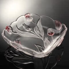 创意水晶果盘 果斗果盆 欧式时尚客厅 水果盘 玻璃干果盘 大号