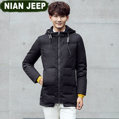 NIAN JEEP冬装新品羽绒服男青年韩版连帽修身短款纯色保暖外套潮