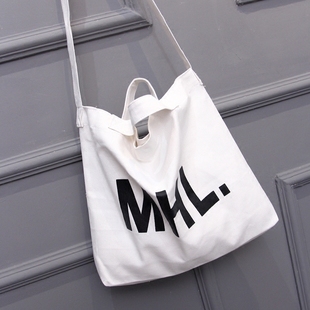 dior包裝袋字母金色 2020韓國復古單肩包字母MHL帆佈袋牛仔佈環保袋購物袋手提袋女包 dior包包字母