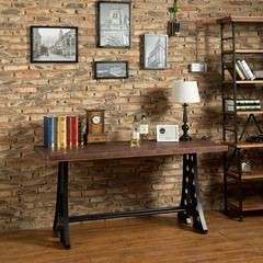 美式复古folt铁艺实木餐桌长方形简约现代办公桌子餐厅会议桌椅