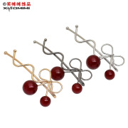 Smiling post Korea hair bow hair clip Pearl hair clip hair bangs clip red cherry small ornaments