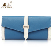 Qi Wang autumn 2015 thin leather ladies wallet purses leather around wallet Korean trend leather jacket