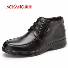 Aokang shoes 2015 winter season men's high leather and wool warm winter Hi-men's cotton shoes