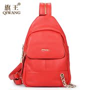 Flag King spring of 2016 new Backpack Jurchen skin first layer leather chest Korean leisure backpack bag chain lock