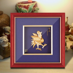 十二生肖卡通版鸡 创意生日礼物房间装饰画摆件 24k金箔礼品