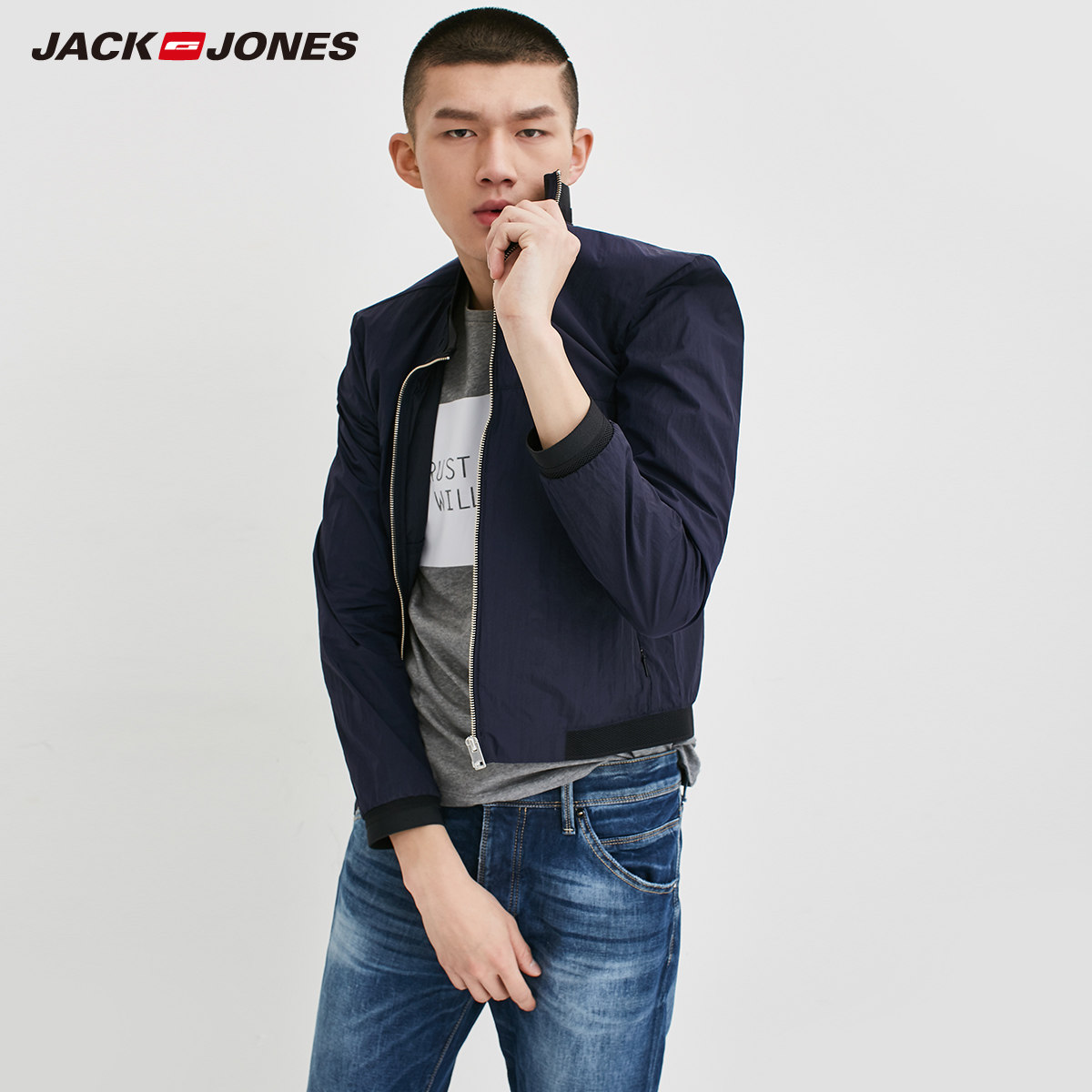 【天猫】 jackjones杰克琼斯拼接太空棉棒球领男装春季