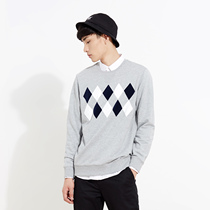 美特斯邦威2015秋装新款男胸前局部印花效果套头卫衣吊牌价169