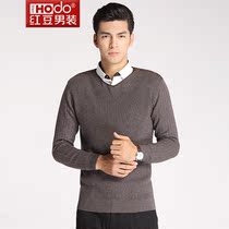 Hodo/红豆男装专柜秋装男士毛衫商务绅士纯羊毛衫时尚V领型男010b