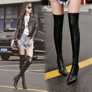 Fall 2014 women's high heel boots leather over the knee stretch boots stiletto boots pointy boots and thin leg boots