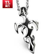 Wing Sword-shaped black Europe and the domineering man Jesus titanium steel men''s cross Necklaces Pendants free engraving