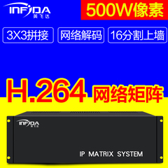 英飞达网络矩阵主机高清数字解码拼接一体9屏16分割监控摄像上墙