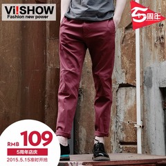 Viishow2015 spring men's casual pants straight leg retro self-cultivation in Europe and America casual Pant men's long pants boom