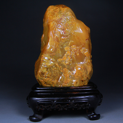 昌化田黄石摆件《迎春图》重219.92克