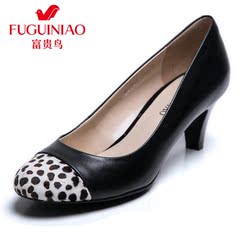 Rich bird fall designer shoes leather high heel shoes asakuchi Leopard fashion colour matching shoes