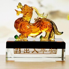 高档汽车摆件香水座 古法琉璃车饰 车内饰品摆饰 一步登天貔貅