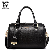 Boston pillow Wan Lima 2015 winter new style handbag ostrich grain leather shoulder handbag Crossbody tide