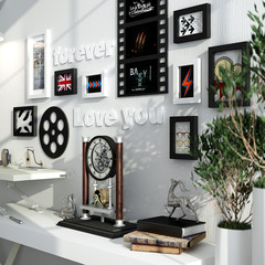 现代简约曼特尼亚实木相框客厅玄关创意照片墙/相框墙/相框组合