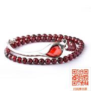 Seven precious tree 925 Sterling Silver Circle bracelet Garnet bracelets hand hand retro girl Thai silver jewelry gifts