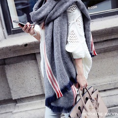 韩版时尚围巾女士冬季加厚保暖超长款两用披肩学生围脖仿羊绒韩国