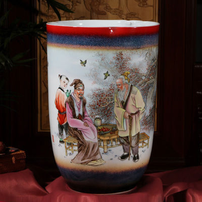 江西省高级技师 徐鹏飞作品 粉彩人物瓷瓶《五老观太极》