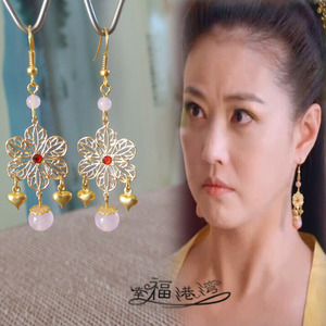 幸福港湾 武媚娘传奇周海媚杨淑妃粉玉髓坠古装复古耳环