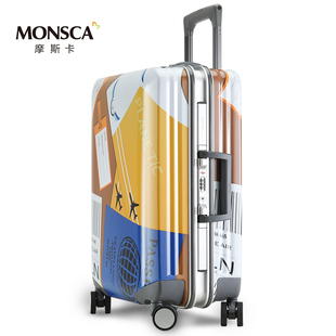 卡地亞手寸 MONSCA 摩斯卡PC鋁框萬向輪拉桿箱20寸登機箱24寸28寸旅行箱6220 卡地亞手包