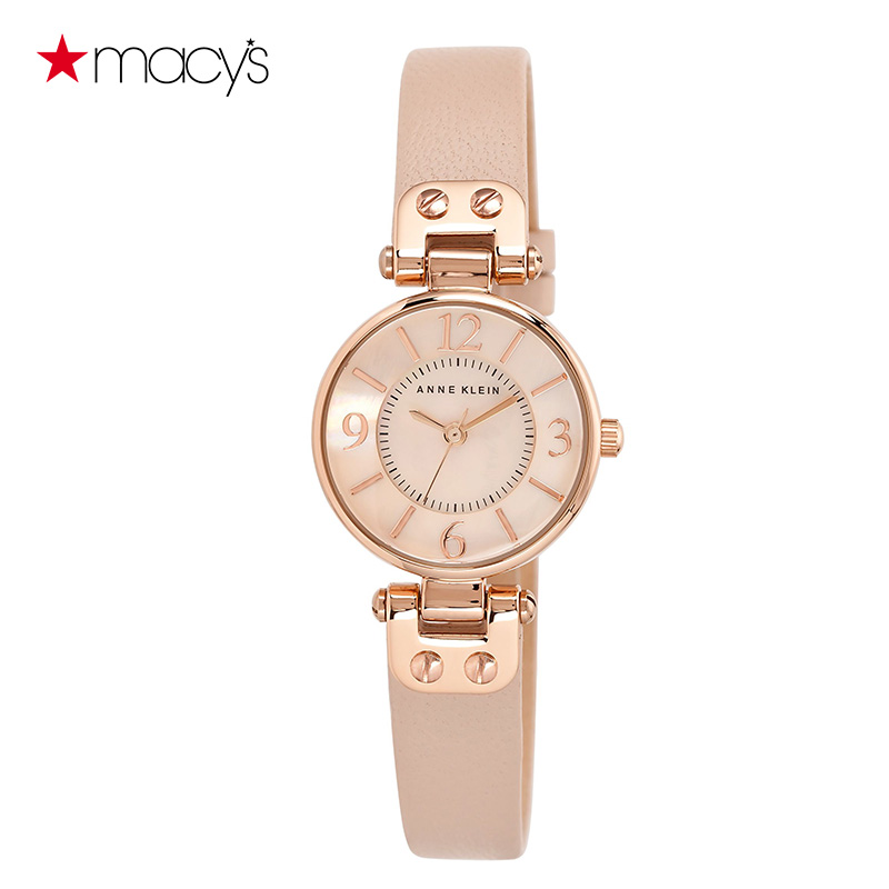 Macy's时尚潮流防水真皮带玫瑰金手表女石英Anne Klein161001926-tmall.hk天猫国际产品展示图3