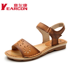 YEARCON/er Kang authentic women's shoes leather 2015 summer new MOM and comfortable open toe flat women sandals