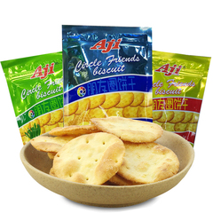 Aji朋友圈饼干芝士味/蜂蜜牛油味/香葱芝麻味饼干休闲零食品110g